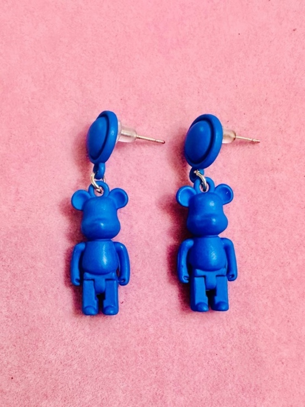 Blue Bear Figure Drop Earrings